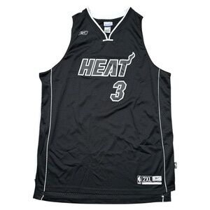 Vintage Y2K Reebok Miami Heat Dwyane Wade Black White Stitched Jersey Mens 2XL